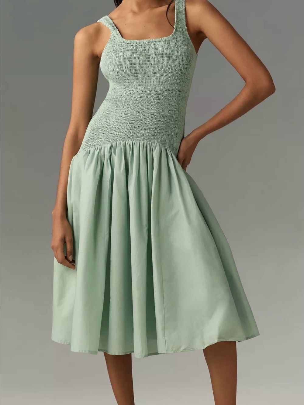 Hutch Mint Green Smocked Midi Dress